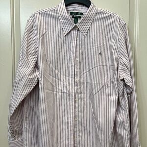 Lauren Ralph Lauren 2X Striped White Button Down